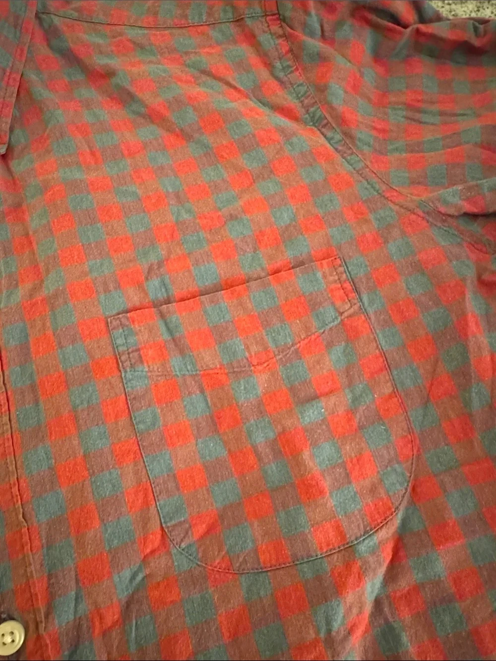 JCrew Men's Red and Gray Plaid Button-Down Shirt - Casual Everyday - Secret Wash